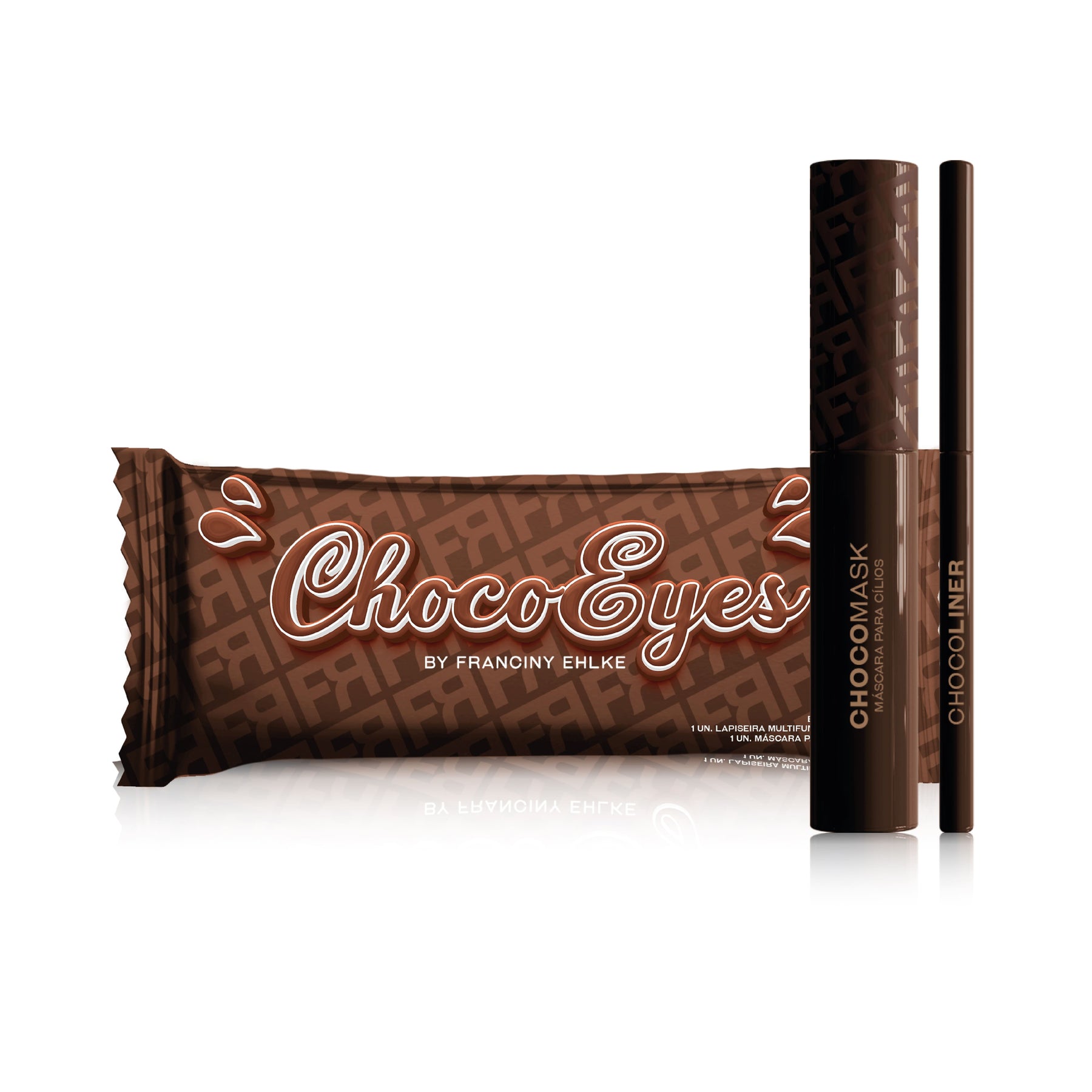 KIT FRAN CHOCOEYES MÁSCARA CILIOS MARROM E LÁPIS MULTIFUNCIONAL BY FRANCINY EHLKE